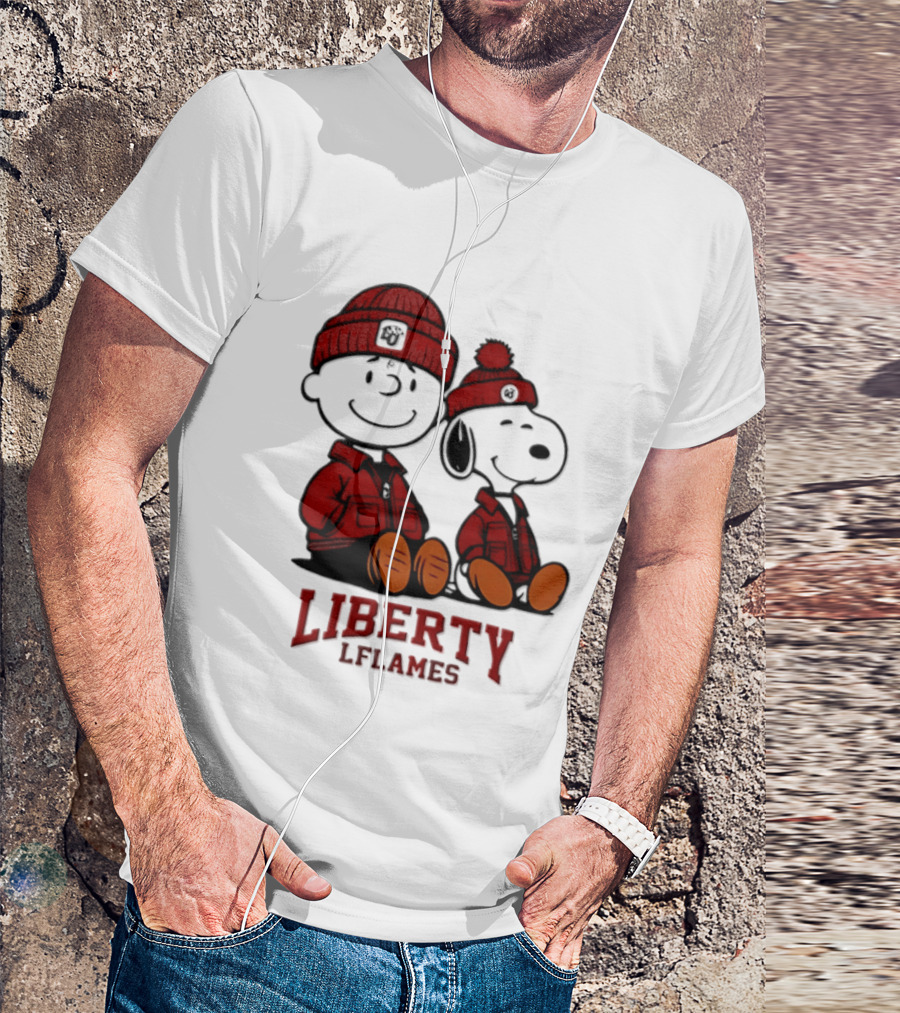 Charlie Brown Snoopy Liberty Flames NCAA Football 2026 Peanuts Collaboration T-Shirt