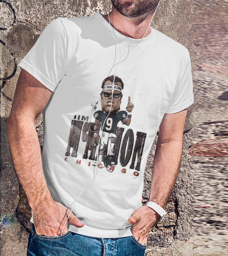 Chicago Bears Jim McMahon Were Number One Caricature Player Helmet T-Shirt