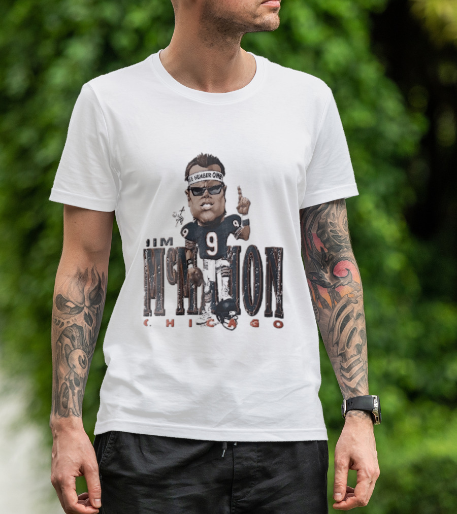 Chicago Bears Jim McMahon Were Number One Caricature Player Helmet T-Shirt