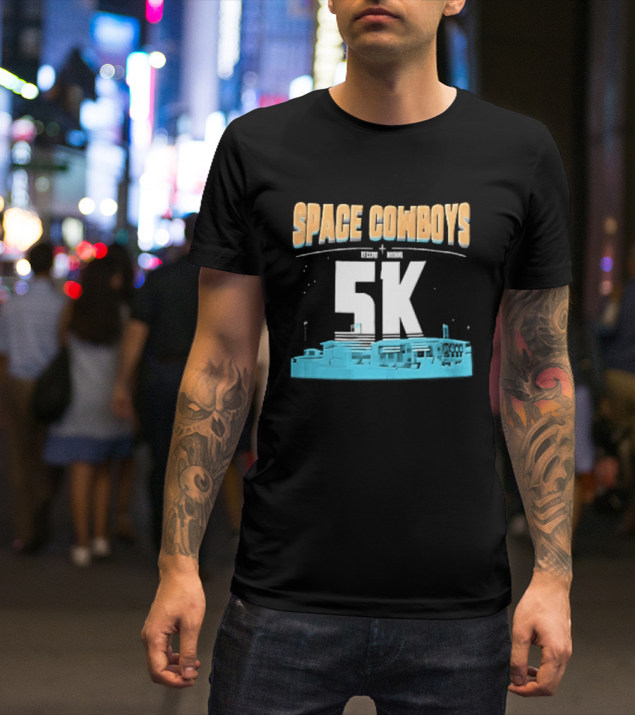 Space Cowboys 5k Cyan Ballpark Cityscape Night Stars T-Shirt