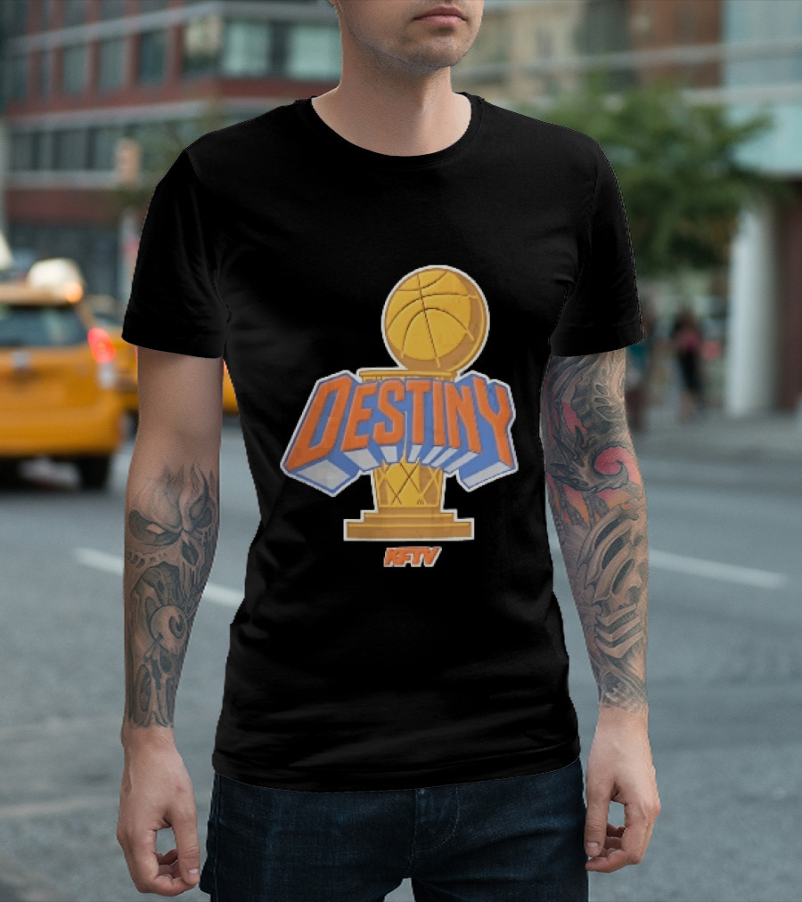 Destiny Gold Basketball Hoop Trophy Cartoon KFTV Orange Lettering T-Shirt