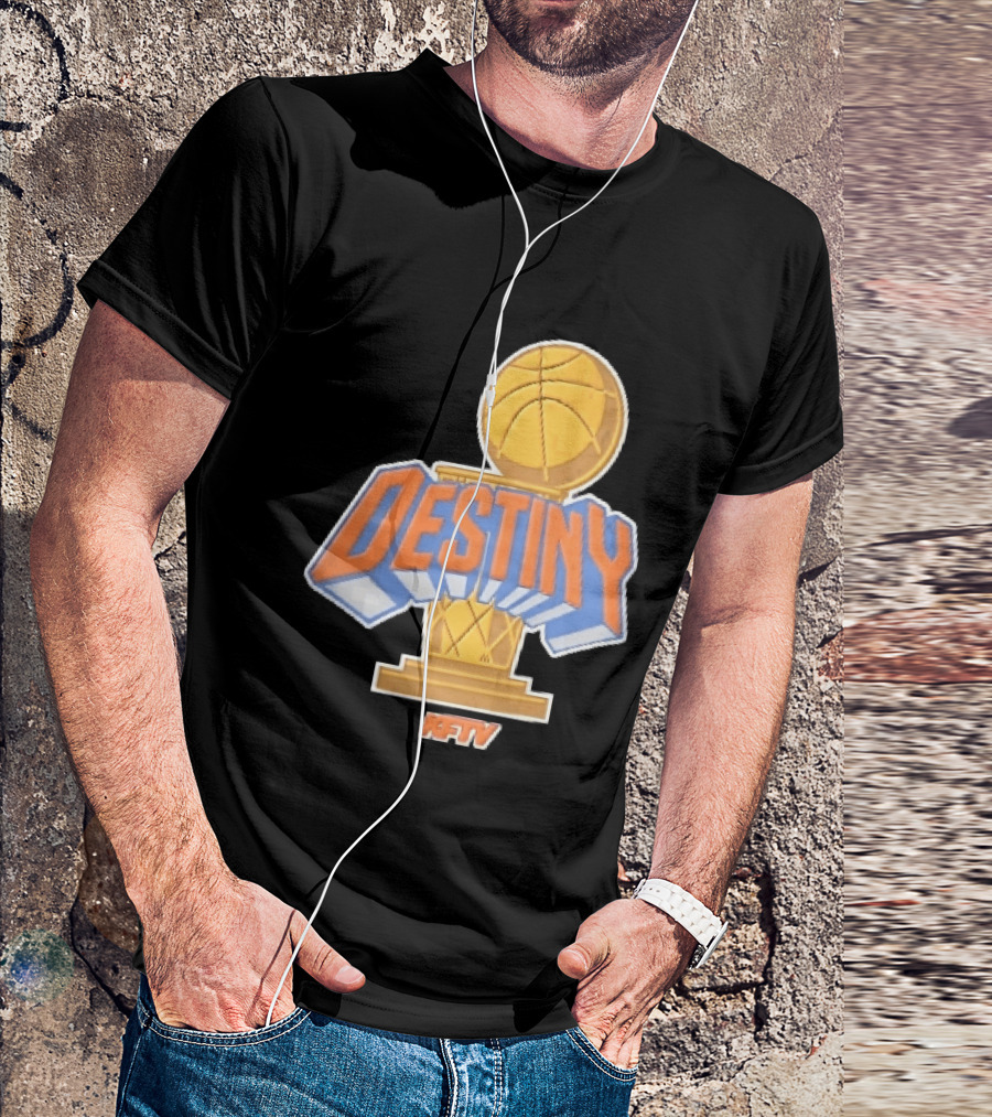 Destiny Gold Basketball Hoop Trophy Cartoon KFTV Orange Lettering T-Shirt