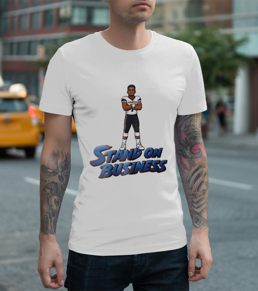 Houston Texans Stand On Business Football Player Number 7 Cartoon Caricature T-Shirt