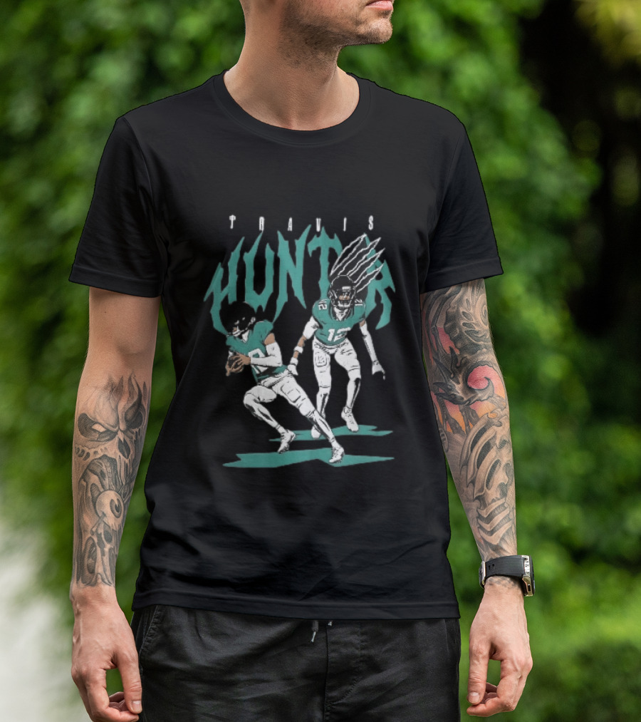 Travis Hunter Football Players Claw Marks Action Poses T-Shirt