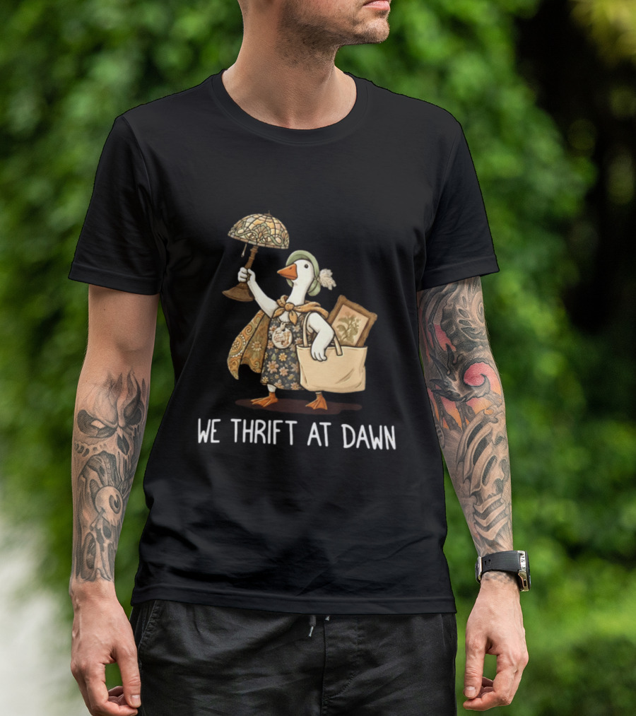 We Thrift At Dawn Vintage Goose With Lamp And Bag T-Shirt