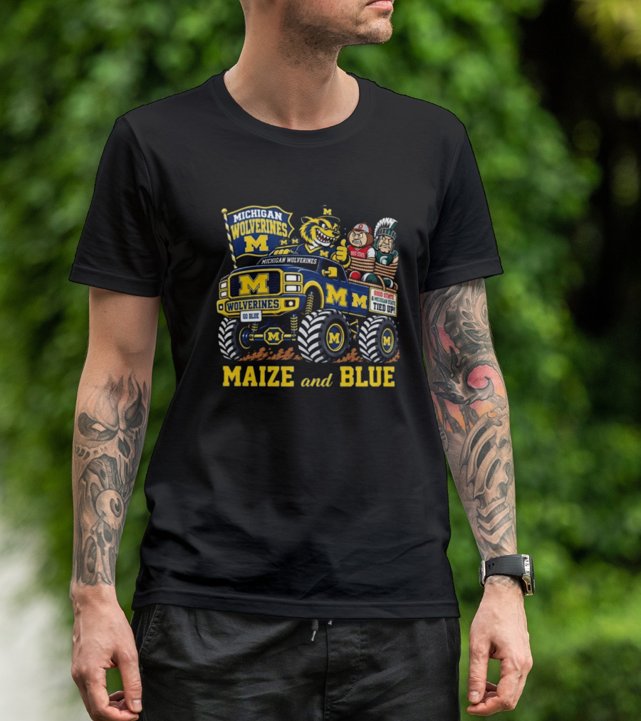Michigan Wolverines Maize And Blue 2026 Ohio State And Michigan State Tied Up T-Shirt