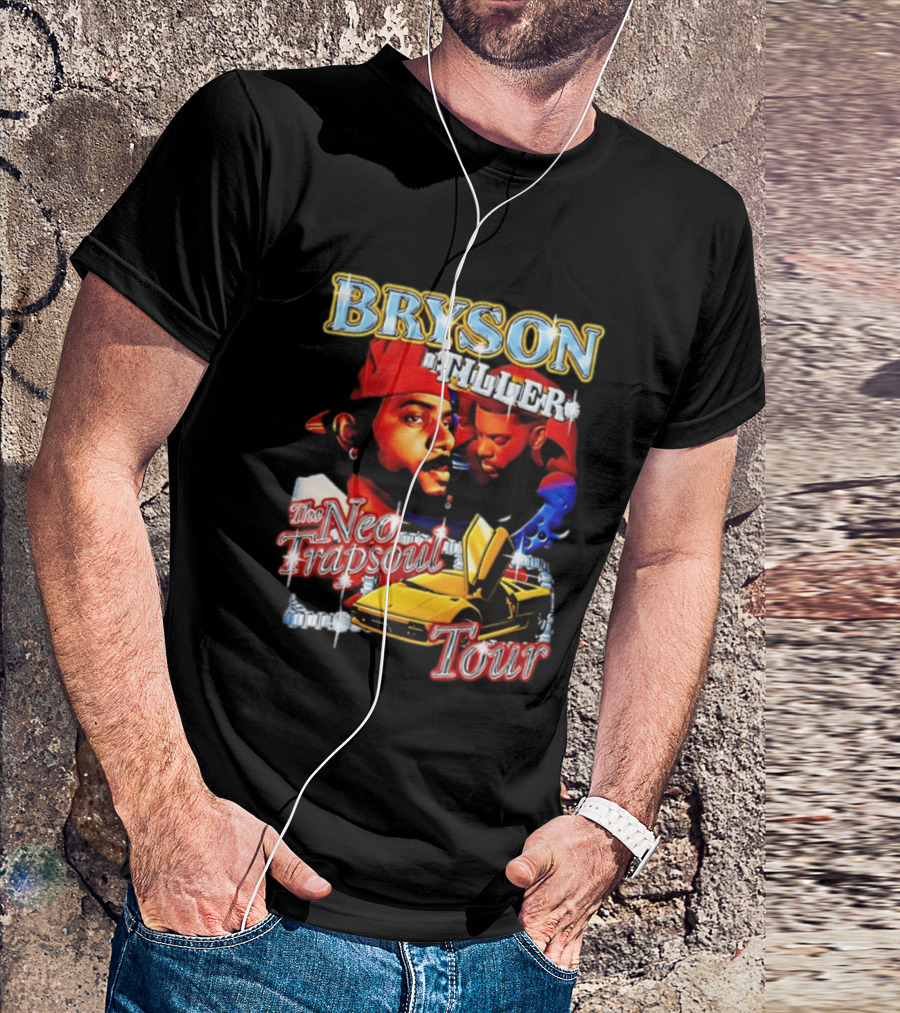 Bryson Tiller The Neo Trapsoul Tour 3D Graffiti Style Art With Yellow Car T-Shirt