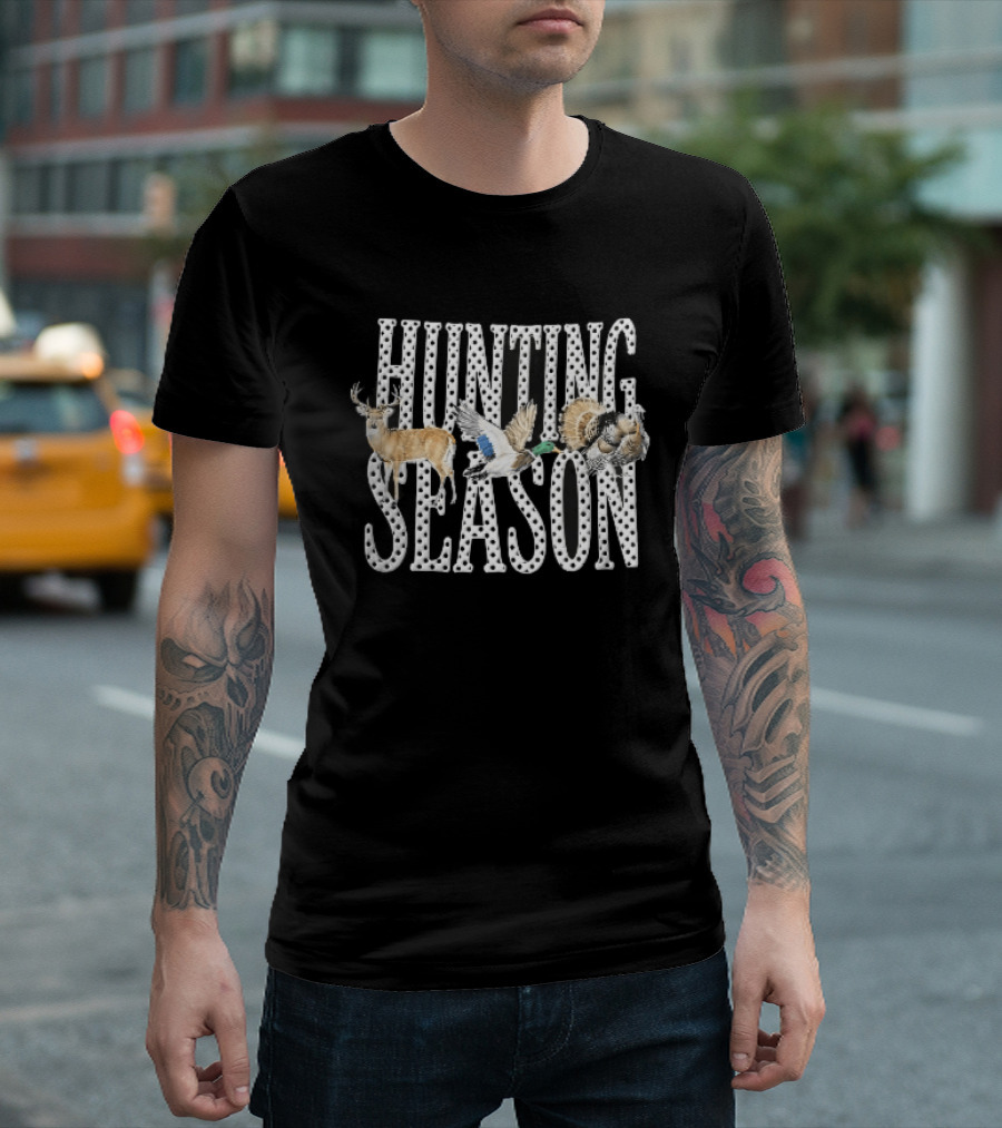 Hunting Season Polka Dot Font Deer Mallard Duck Turkey T-Shirt