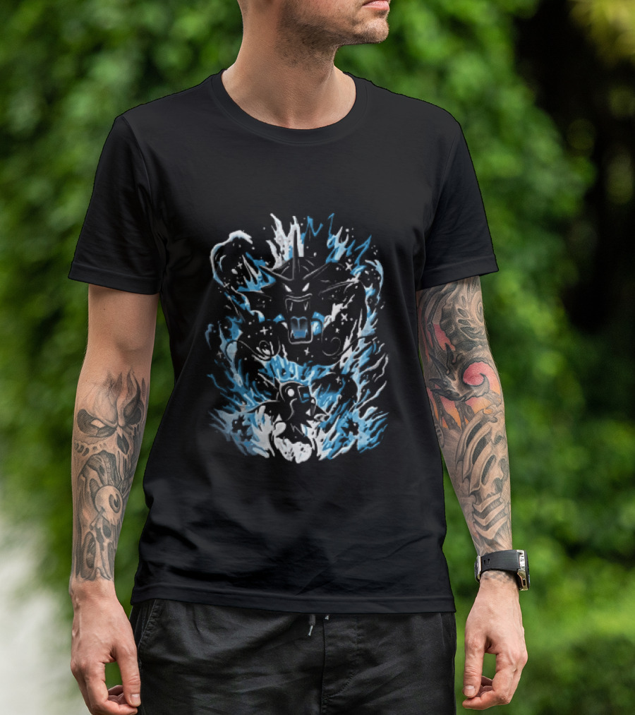Dark Cartoon Red Gyarados Gold Magikarp Splashing Water Waves Pokémon Collection T-Shirt