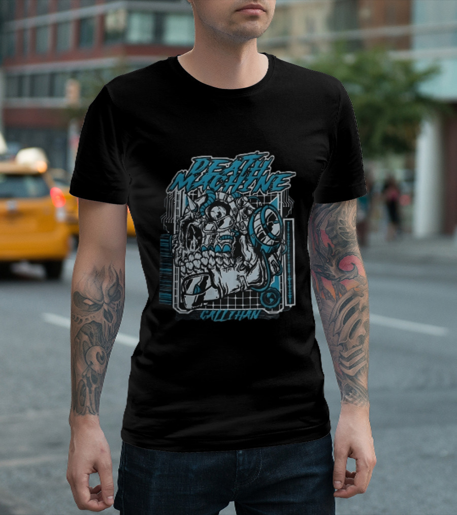 Death Machine Callihan Cyberpunk Skull Circuit Board T-Shirt