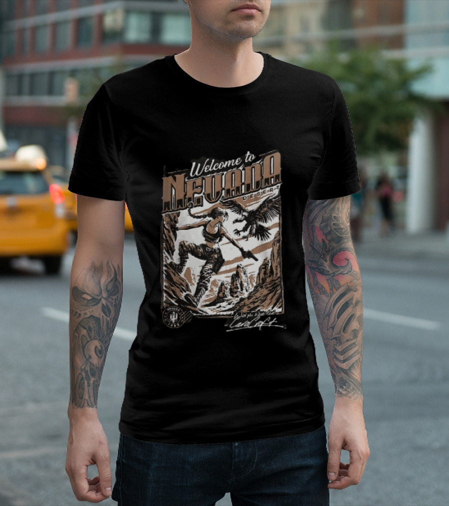 Welcome To Nevada Desert 1998 Eagle Rock Climbing Wish You Were Here Lara Croft T-Shirt