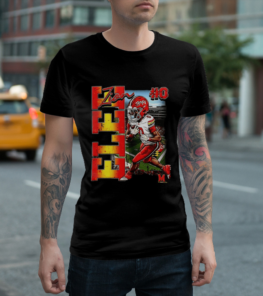 Zion #0 Maryland Terrapins NCAA Football Player Caricature T-Shirt