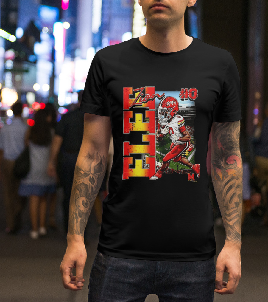 Zion #0 Maryland Terrapins NCAA Football Player Caricature T-Shirt