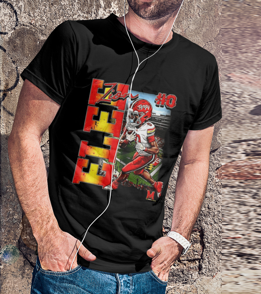 Zion #0 Maryland Terrapins NCAA Football Player Caricature T-Shirt