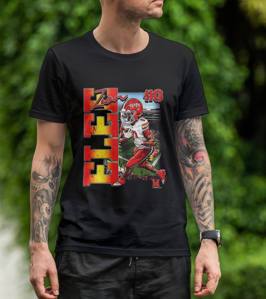 Zion #0 Maryland Terrapins NCAA Football Player Caricature T-Shirt