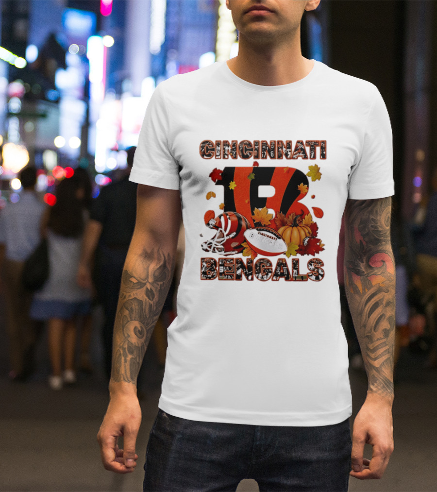 Cincinnati Bengals Autumn Fall Pumpkin Football 2026 Halloween T-Shirt