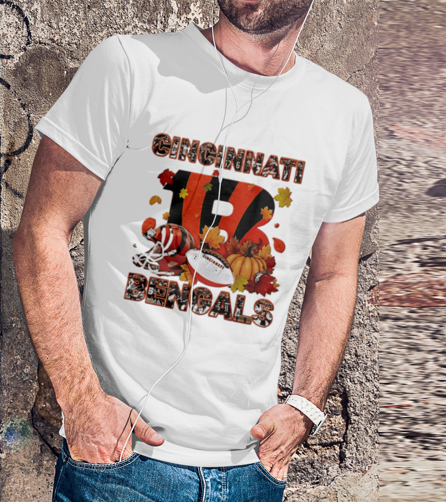 Cincinnati Bengals Autumn Fall Pumpkin Football 2026 Halloween T-Shirt
