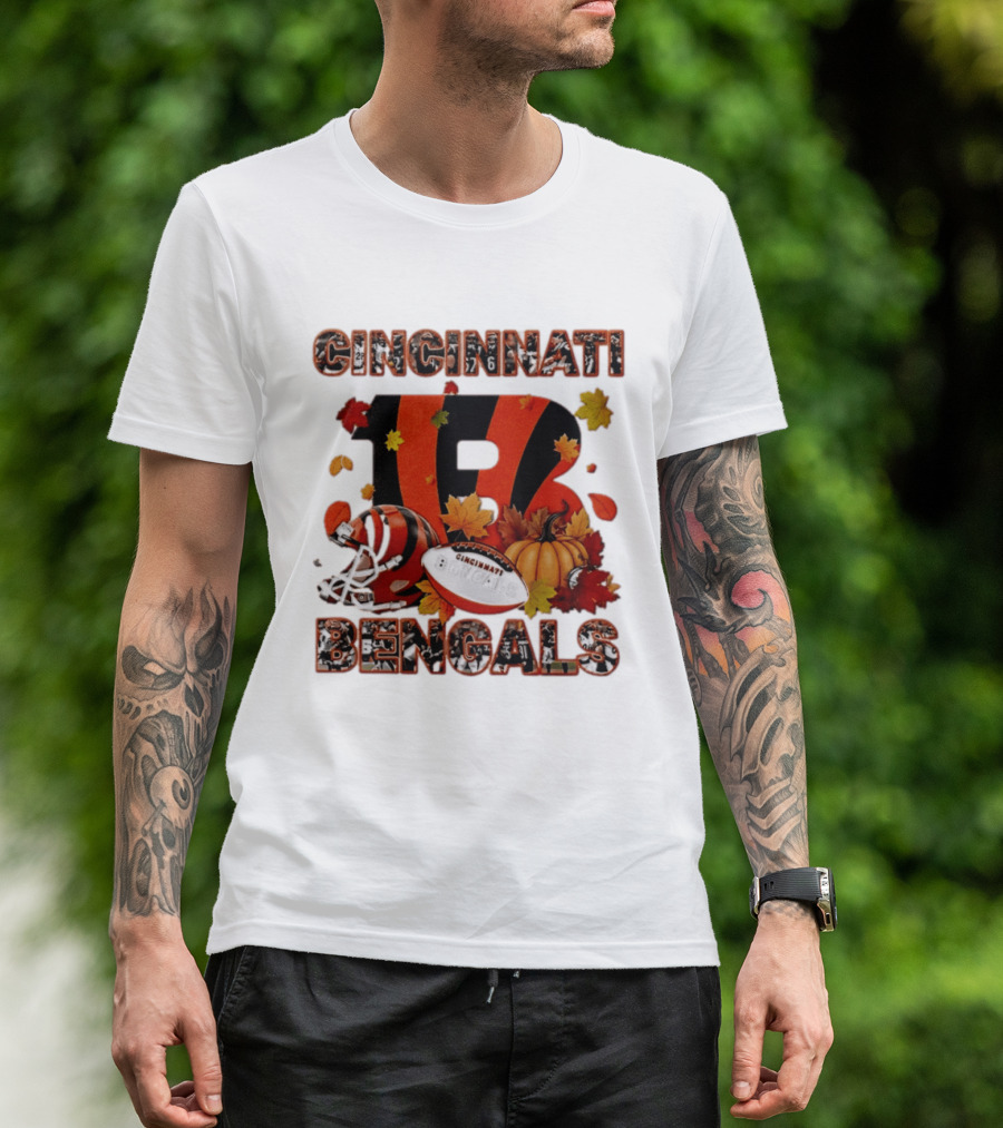 Cincinnati Bengals Autumn Fall Pumpkin Football 2026 Halloween T-Shirt