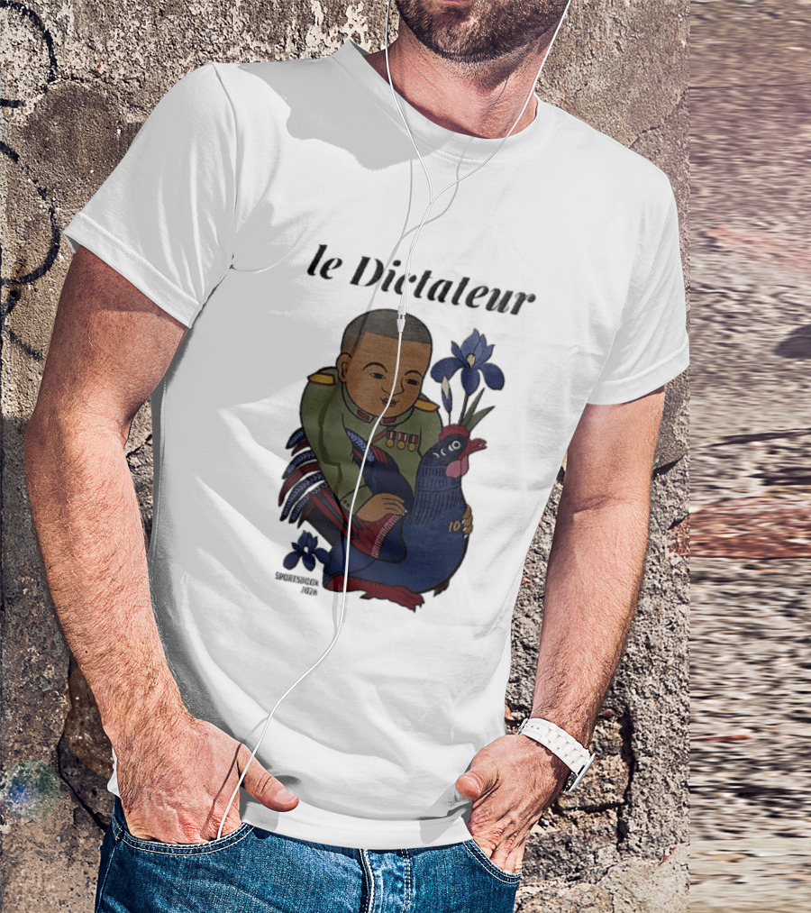 Le Dictateur Sportsbook 2026 Military Officer Cartoon French Rooster Iris Flowers T-Shirt