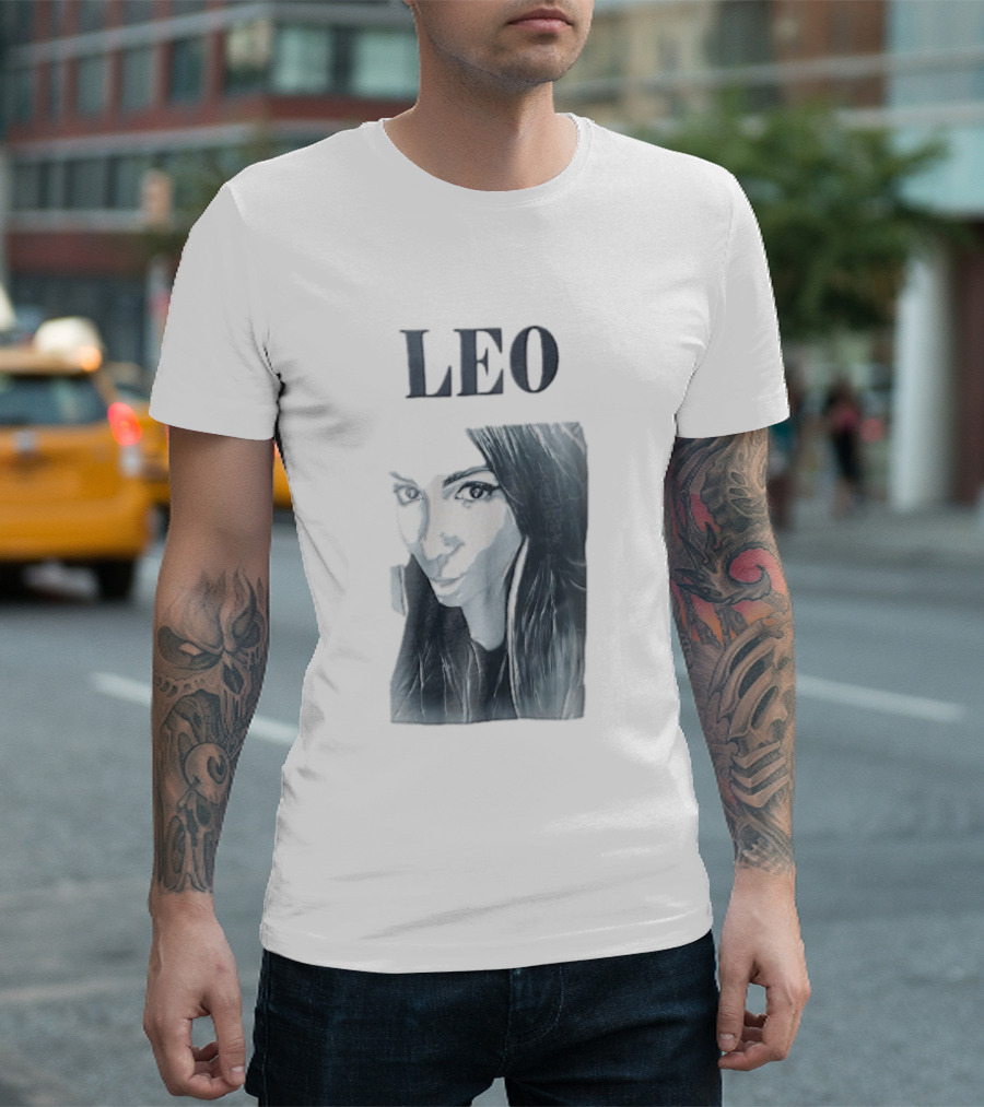 Leo Woman Long Hair Monochromatic Selfie Close Up T-Shirt