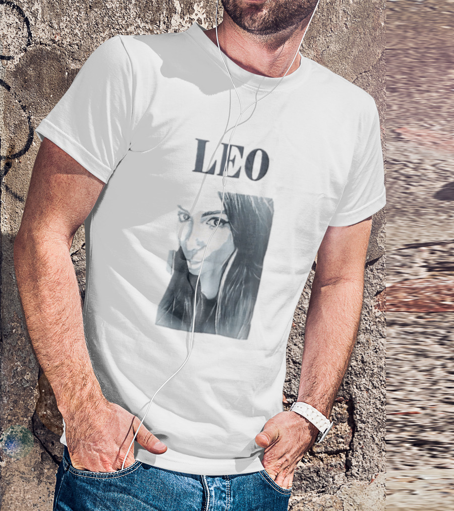 Leo Woman Long Hair Monochromatic Selfie Close Up T-Shirt