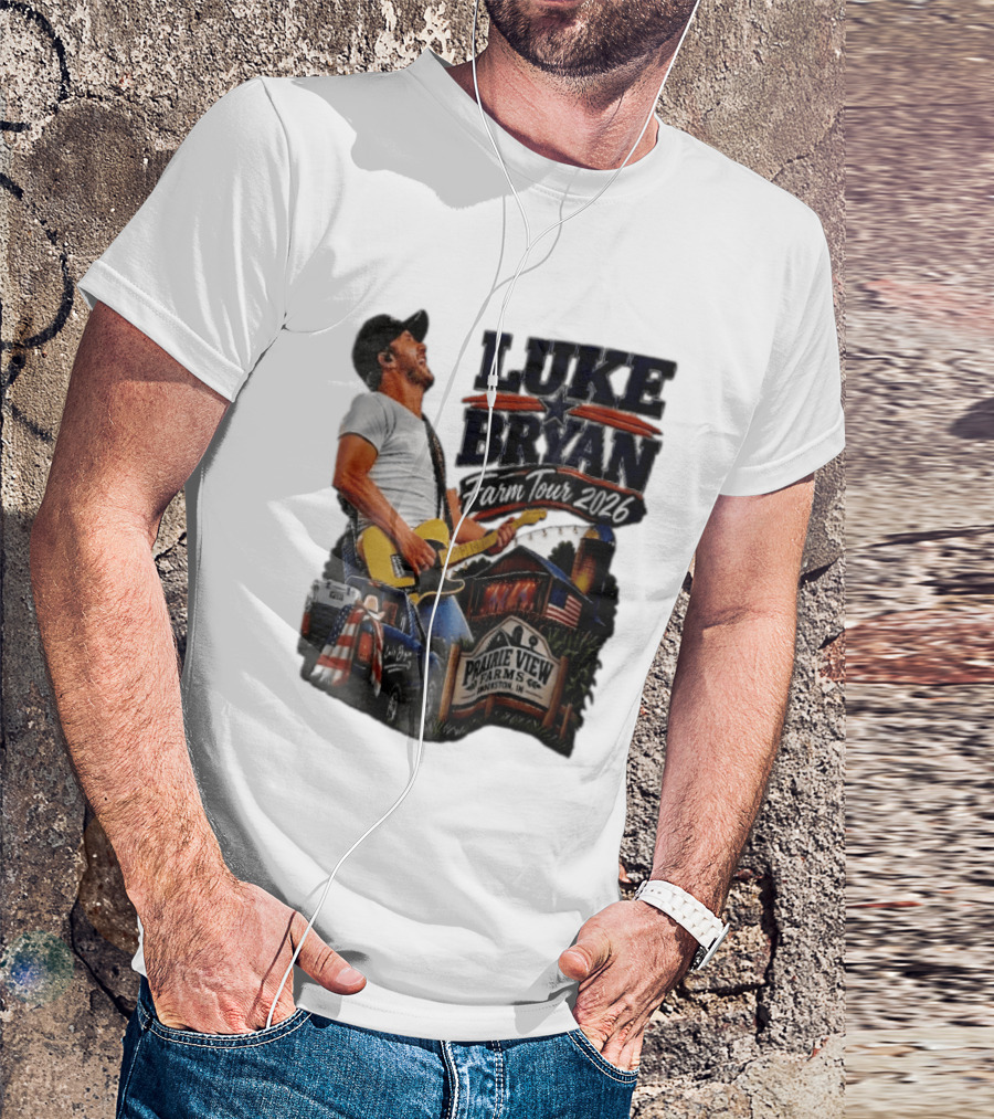 Luke Bryan Farm Tour 2026 Prairie View Farms Brookston IN Pickup Truck Barn Scene T-Shirt