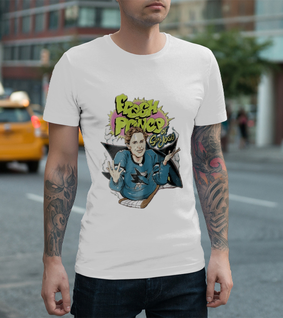 San Jose Sharks NHL Fresh Prince Cartoon Caricature Teal Hockey Jersey T-Shirt