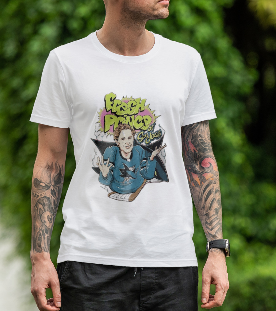 San Jose Sharks NHL Fresh Prince Cartoon Caricature Teal Hockey Jersey T-Shirt