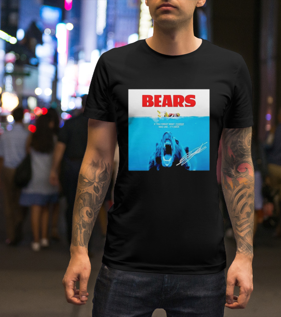 BEARS Caleb Williams Green Bay Packers Player Swimming Bear If You Forgot What Terror Was Like It's Back Chicago Bears T-Shirt