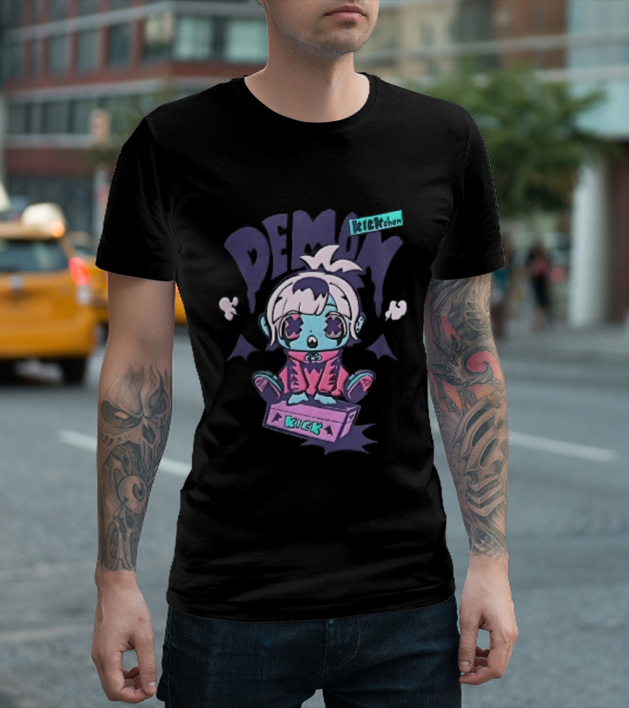 Demon Kick Cartoon Cute Character Pastel Punk Aesthetic T-Shirt