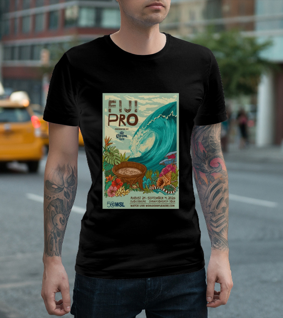 Fiji Pro Cloudbreak 2026 Presented By Corona Cero August 25 September 4 World Surf League Championship Tour T-Shirt