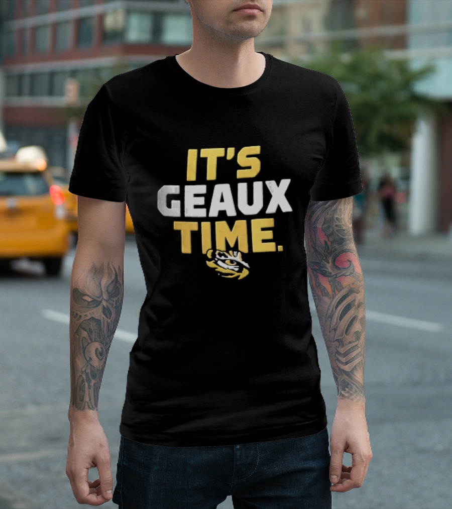 LSU Tigers It's Geaux Time Yellow White Block Eye T-Shirt