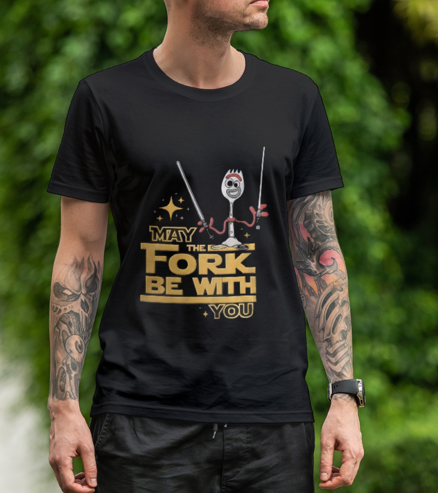 May The Fork Be With You Spork Wielding Lightsabers T-Shirt