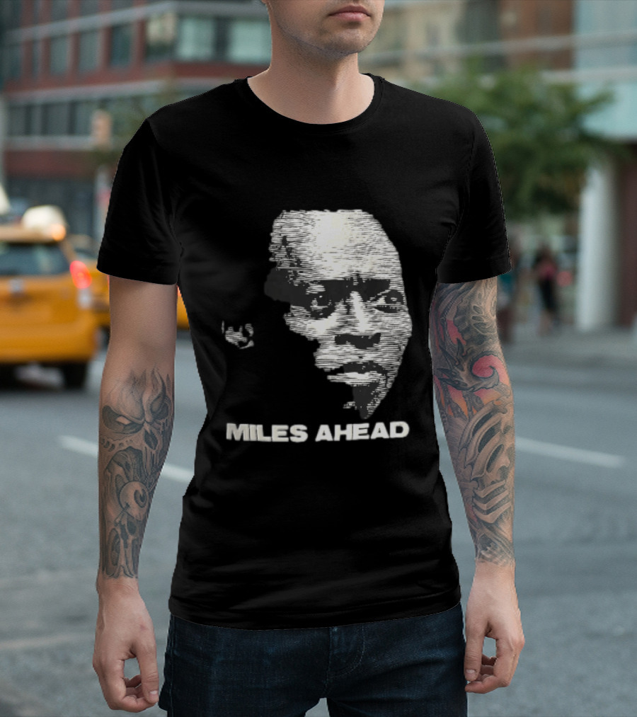 Miles Ahead Face Close Up Horizontal Lines T-Shirt