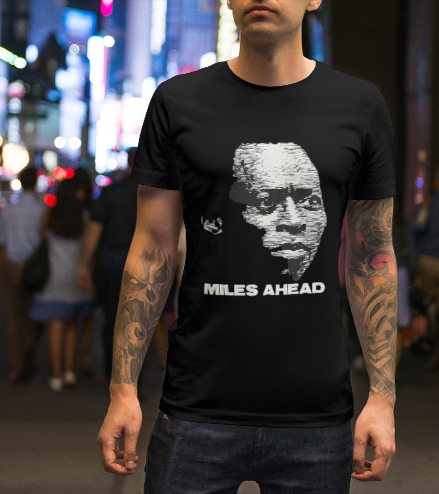 Miles Ahead Face Close Up Horizontal Lines T-Shirt