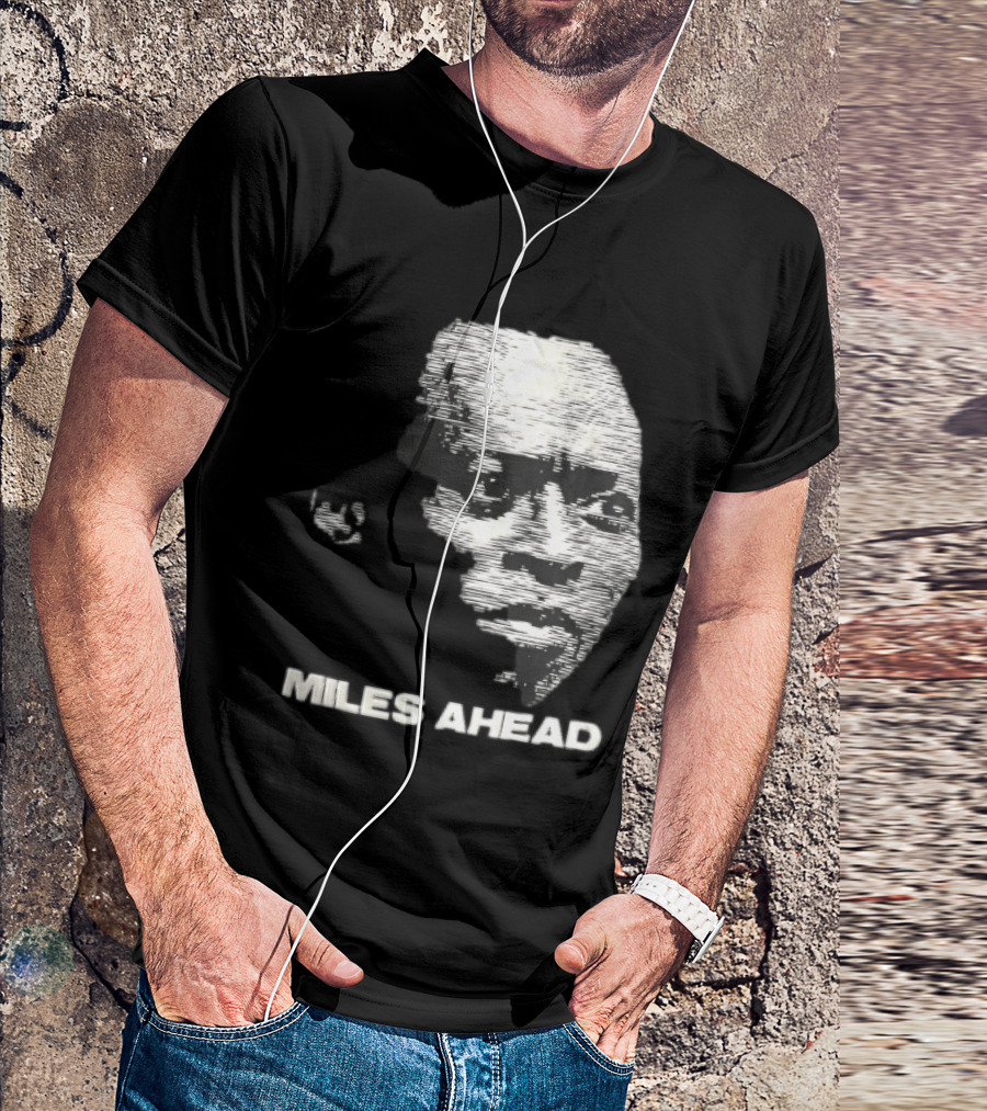 Miles Ahead Face Close Up Horizontal Lines T-Shirt