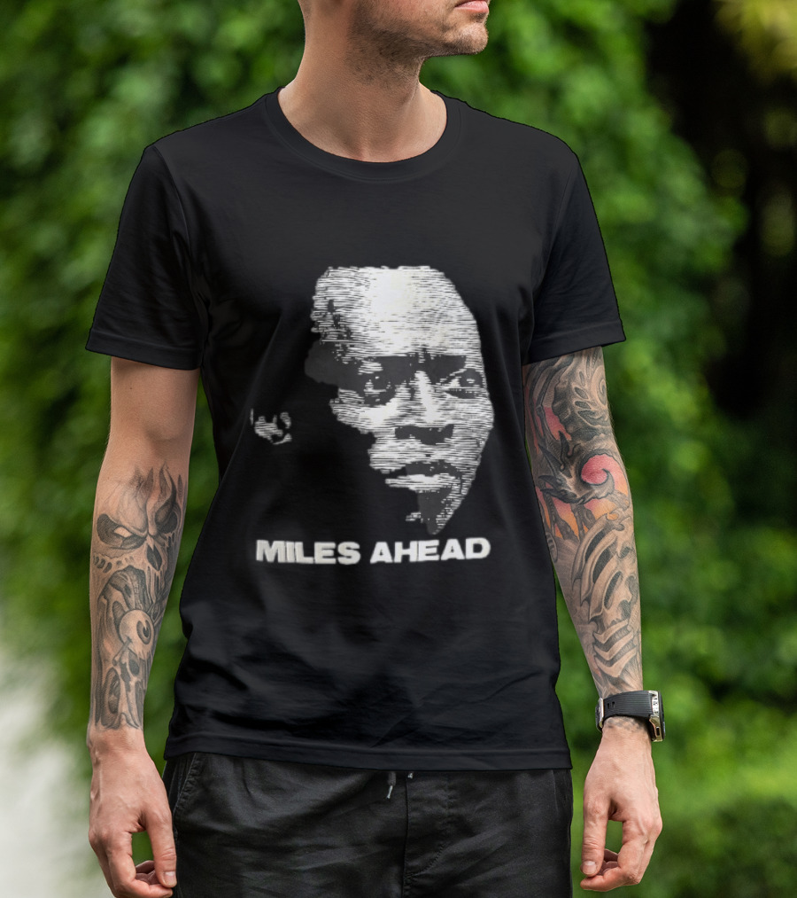 Miles Ahead Face Close Up Horizontal Lines T-Shirt