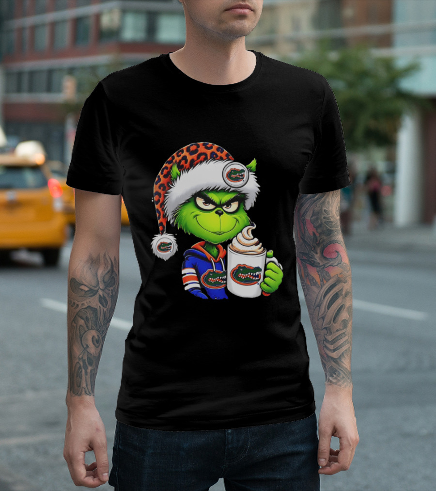 Holiday 2026 Grinch In Florida Gators With Festive And Santa Hat T-Shirt