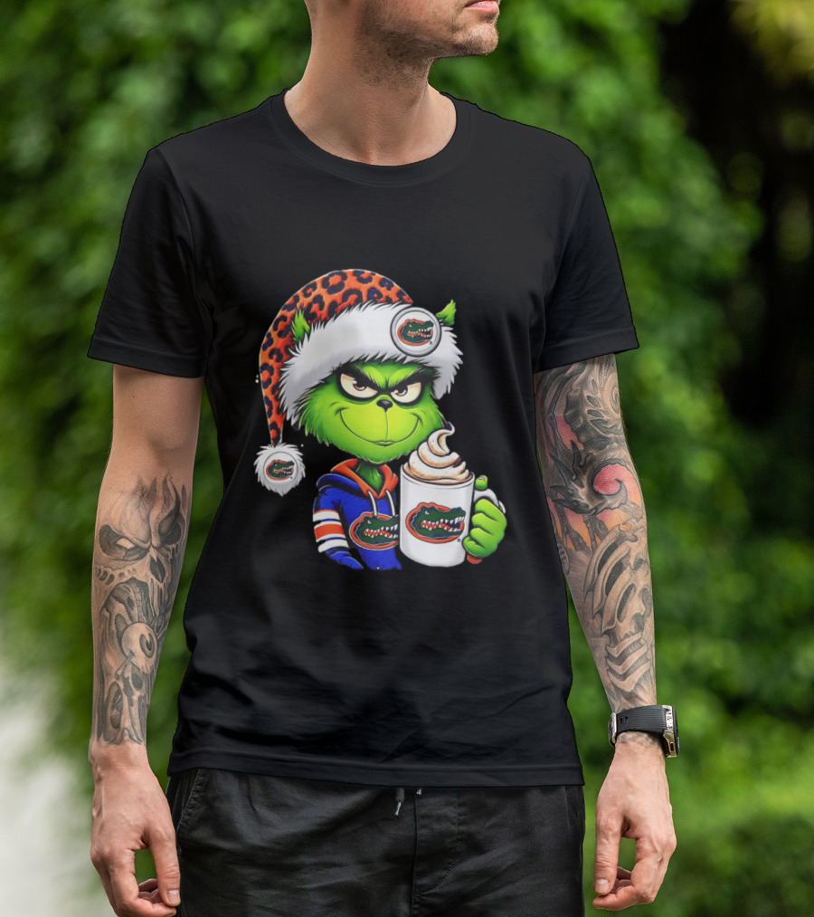 Holiday 2026 Grinch In Florida Gators With Festive And Santa Hat T-Shirt