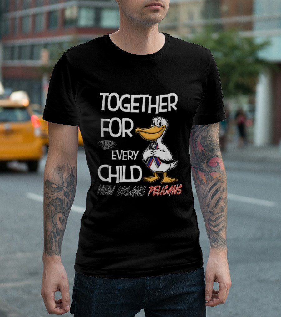 Together For Every Child New Orleans Pelicans Cartoon Awareness Ribbon T-Shirt