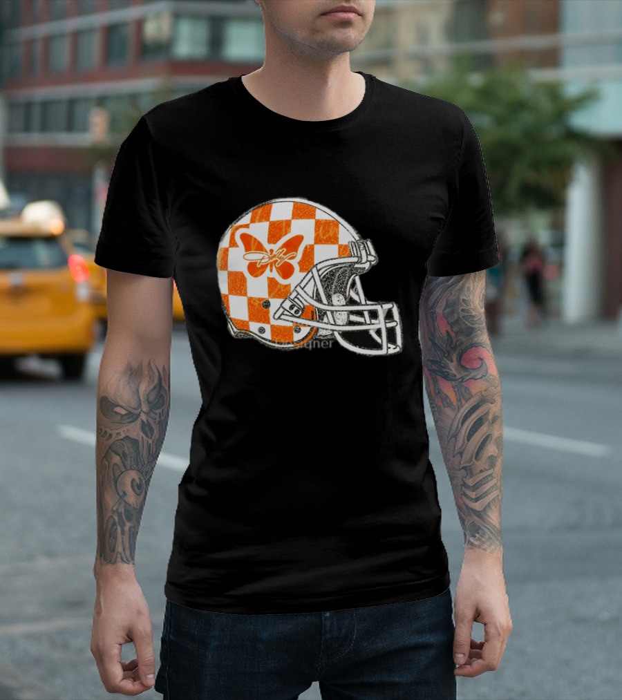 Tennessee Vols Football Helmet Checkerboard Butterfly Dolly Parton Version T-Shirt
