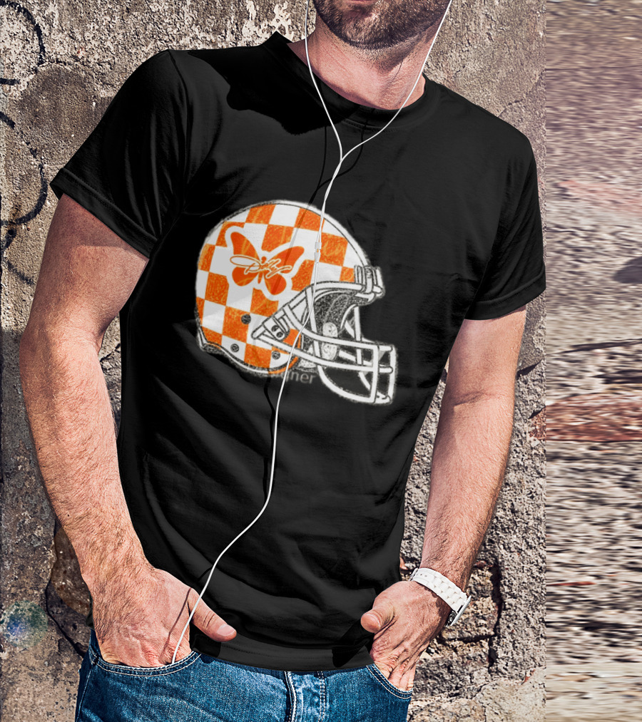 Tennessee Vols Football Helmet Checkerboard Butterfly Dolly Parton Version T-Shirt