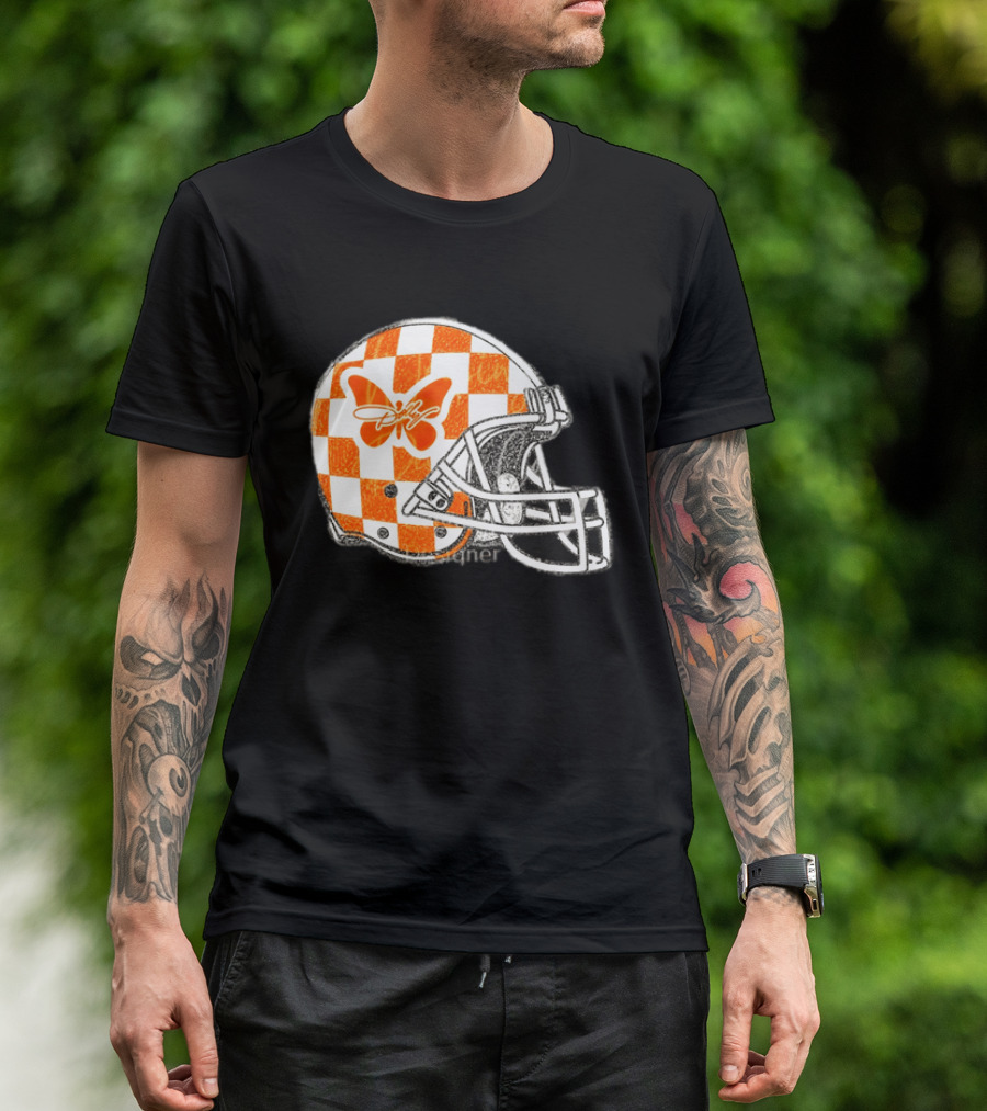 Tennessee Vols Football Helmet Checkerboard Butterfly Dolly Parton Version T-Shirt