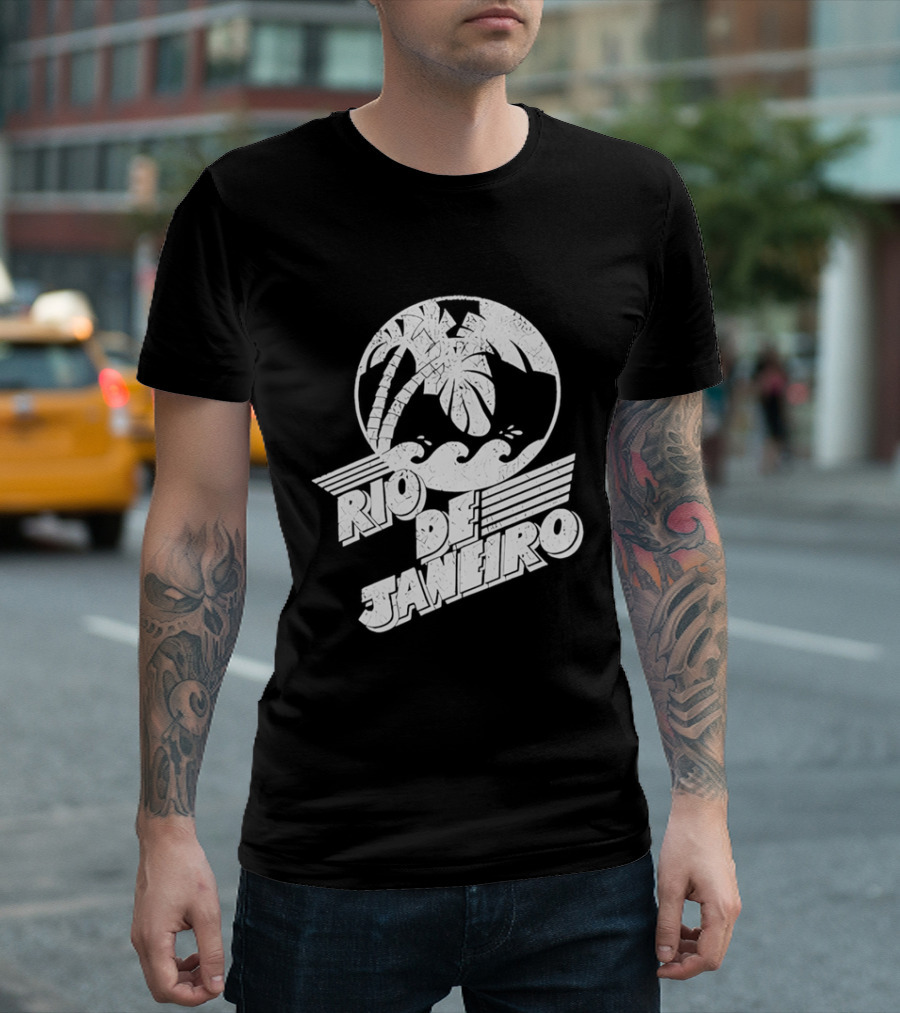 Rio De Janeiro Palm Tree Tropical Waves Circle T-Shirt