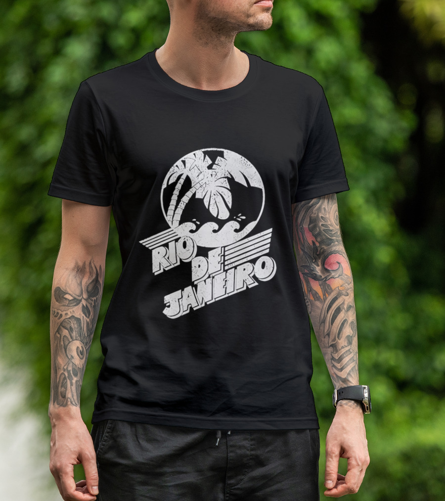 Rio De Janeiro Palm Tree Tropical Waves Circle T-Shirt