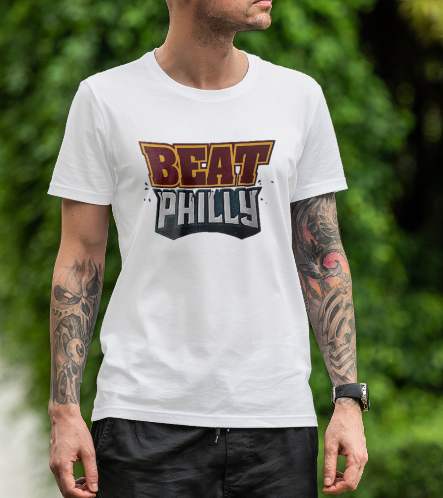 Beat Philly Burgundy Gold Cracked Block Shattered Debris T-Shirt