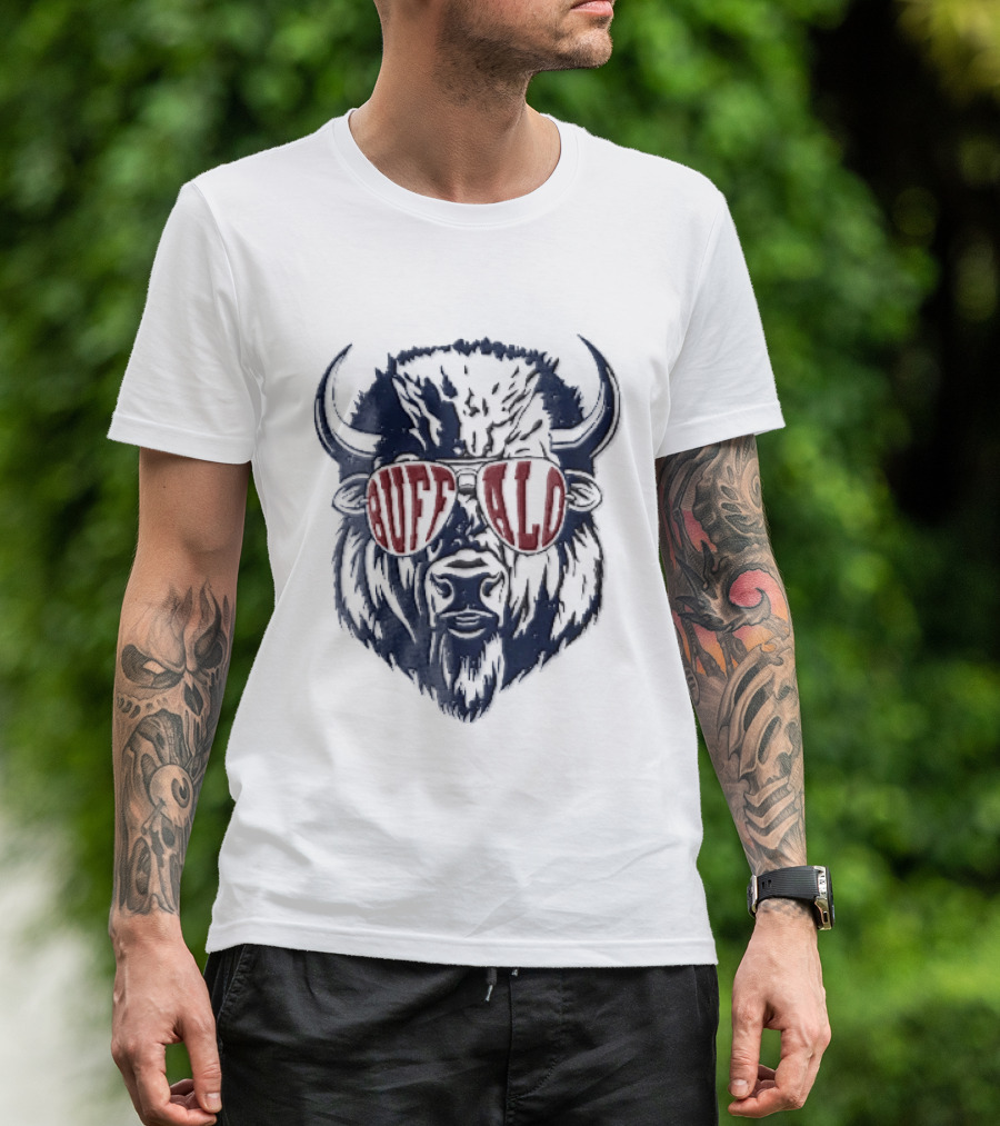 Buffalo Distressed Bison Aviator Sunglasses T-Shirt