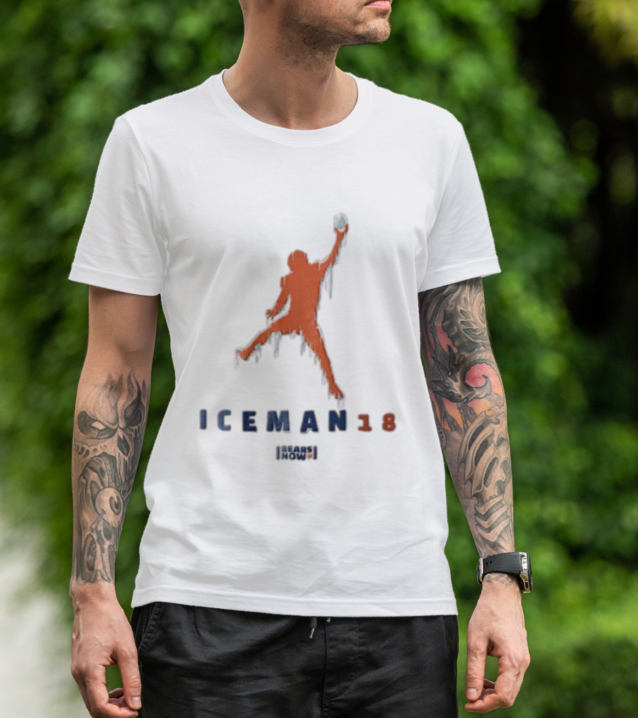 Chicago Bears Iceman 18 Now Frozen Football Player Jumpman Pose Icicles T-Shirt