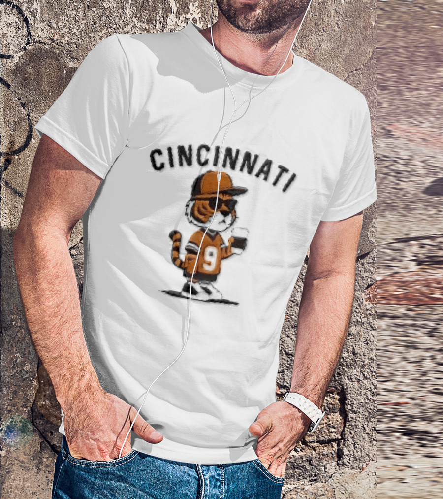 Cincinnati Bengals Cartoon Tiger Sunglasses Jersey Coffee Cup T-Shirt