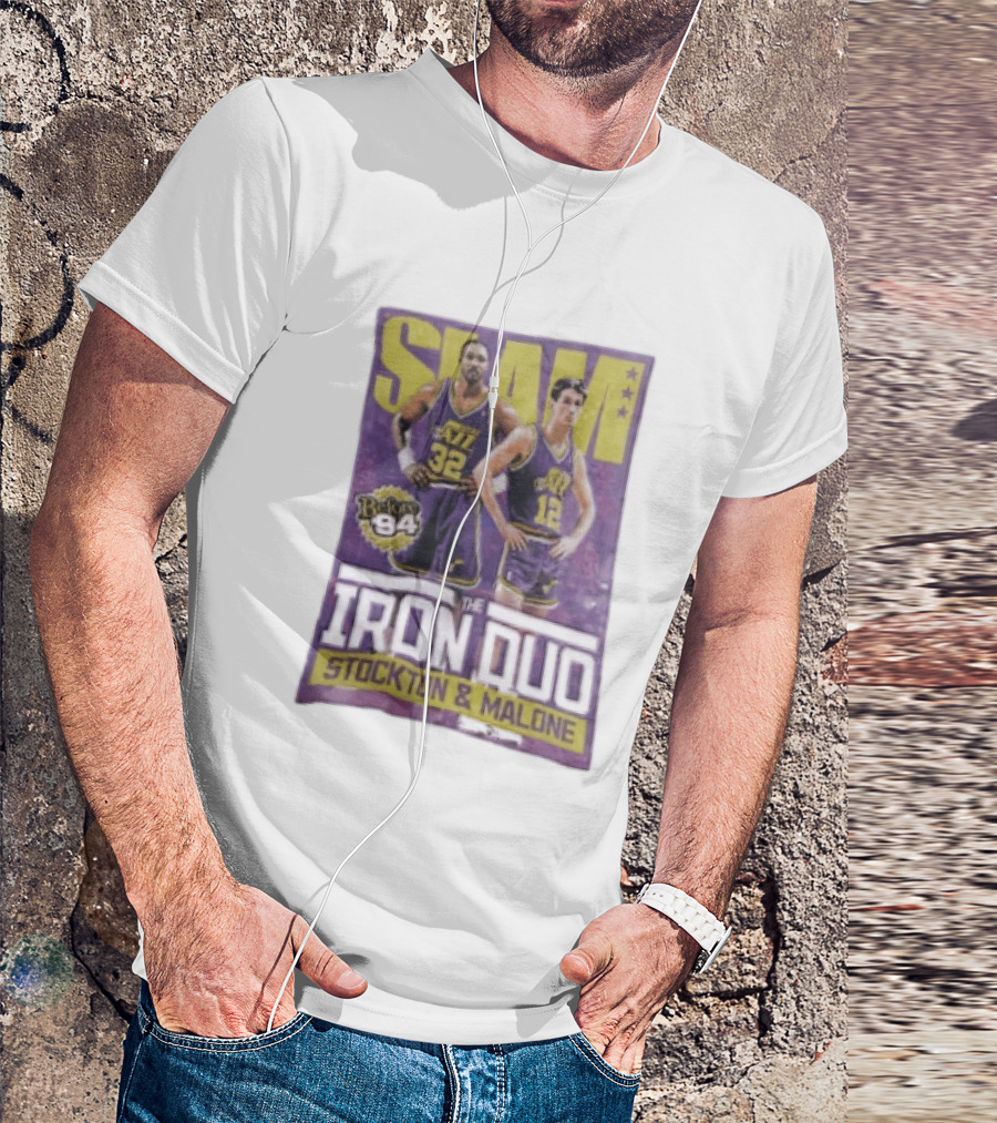 Slam Utah Jazz Before 94 Iron Duo Stockton Malone T-Shirt